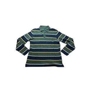 Vtg GAP Cotton Polo Shirt Men's Size Medium Long Sleeve Y2K Preppy Pique Stripe
